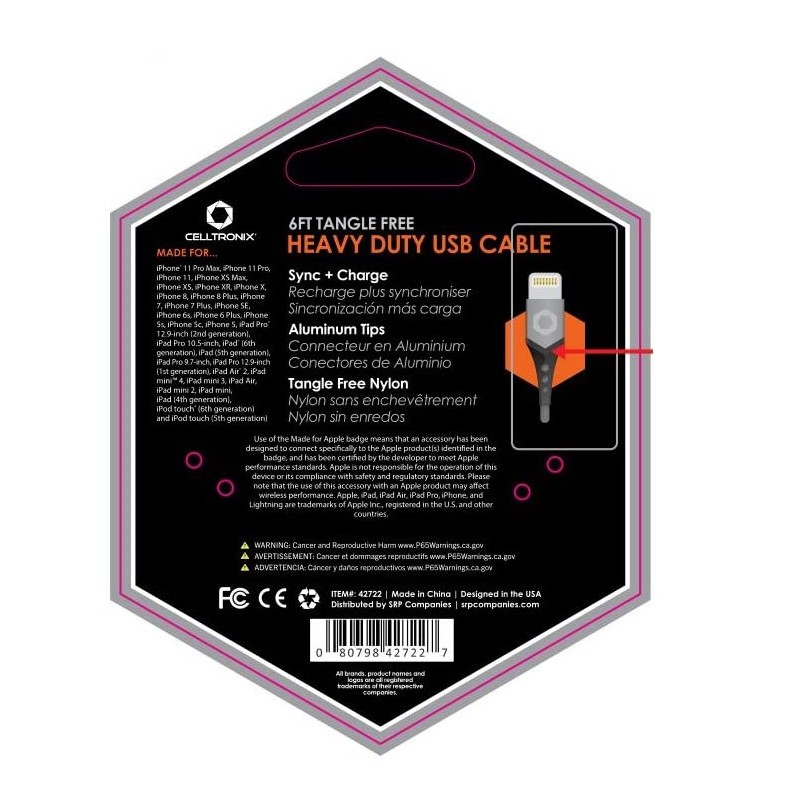 Celltronix - MCX [Apple MFi Certified] Titanium 6FT Fast Charging