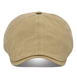 VOBOOM Cotton Washing Flat Cap Cabbie Hat Gatsby Ivy Irish Hunting Newsboy (Khaki)