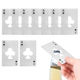 uxcell 10Pcs Ace of Clubs Bottle Opener, Stainless Steel Credit Card Size Beer Bottle Opener for Wallet Pocket, Can Cap Openers for Wedding Party Bridal Shower Present, Silver