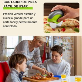 U Chef Cortador de Pizza de Acero Inoxidable, Rueda para Cortar Pizza con Protección para Cuchilla, Cuchillo para Pizza, Rebanador de Pizza súper Afilado y Fácil de limpiar (Verde)
