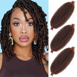 Afro Twist Hair Pre Separated Springy Afro Twist Hair Pre stretched Wrapping Hair for Soft Locs Marley Twist Braiding Hair Afro Kinky Twist Hair Extensions (8 Inch (Pack of 3),T350#)