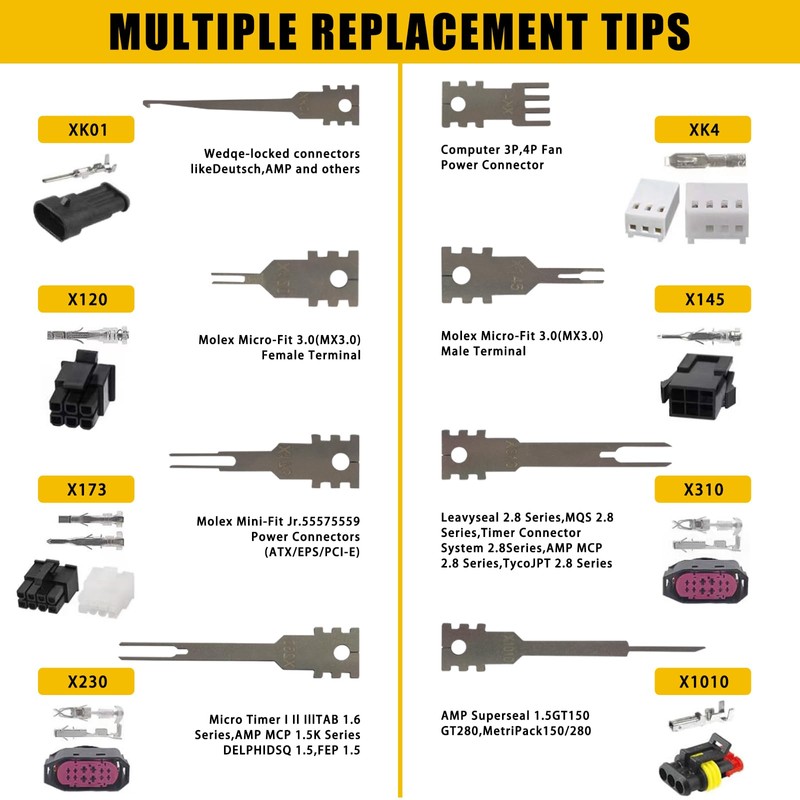 CHANG QI 8pcs Pull Out Tool Electric Pins Terminals &