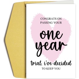 Oamiolek Funny 1st Anniversary Card, One Year Anniversary Card for Boyfriend Girlfriend, Happy First Wedding Anniversary Card for Husband Wife, Congrats On Passing Your One Year Trial