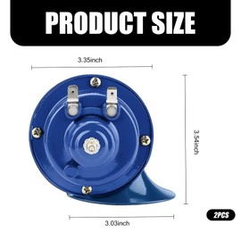 icykale 2 PCS 300DB Super Loud Train Horn, 12V Waterproof Electric Snail Double Horn, Universal Car Snail Horn Replacement Kit, for Motorcycle, Truck, Sedans (Blue)