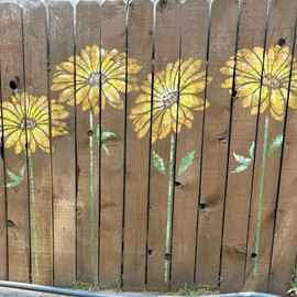 Large Flower Stencils Painting on Wood Reusable Floral Wall Stencil Templates for Painting on Wood Furniture Garden Fence Wall Mural(Sunflower)