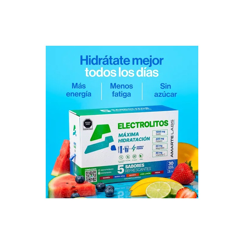 Amarte Labs Electrolitos En Polvo Sin Azúcar | 30 Sobres