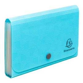 Exacompta - Ref 55499E – 1 Pop'N Co – Recycled PP 5/10 Cover and PP Inner – 6 Compartments – Snap Closure – Dimensions: 18 x 11 cm – Cyan