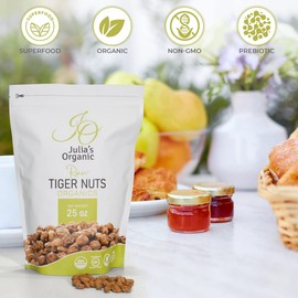 Julia's Organic Tiger Nuts (37 oz | Raw Snacks) Premium Raw Tiger Nuts | Gluten Free Snack, Non-GMO | Prebiotic Fiber | Paleo Friendly | Low Calories-Keto Diet | Before Use, Soak It.