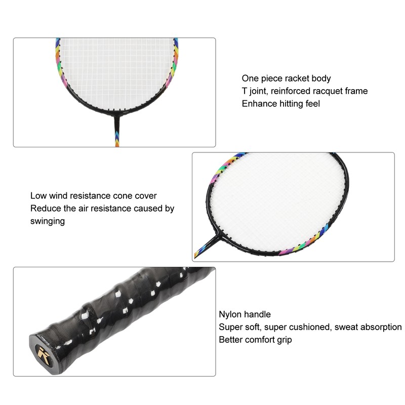 2Pcs Badminton Racquets Set Lightweight Sturdy Double Badminton Rackets with