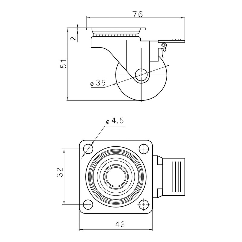 Swift Furniture Roller Black / Transparent