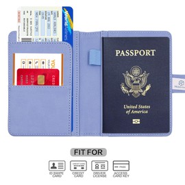 Melsbrinna Premium Leather Passport Holder Covers Case, Waterproof Rfid Blocking Travel Wallet Passport Holder with Pen Holder, Cute Passport Book for Women/Men, Light blue, Travel