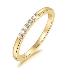 FENIMI 14K Gold Ring for Women Gold Rings Non Tarnish Cubic Zirconia Rings Simplicity Stackable Gold Wedding Bands for Women 5-9