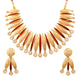 Touchstone Indian jewelry sets for women necklace set wedding artificial jewellery kundan gold earrings choker temple costume bollywood traditional sangeet necklaces in gold or silver tone., Metal, No