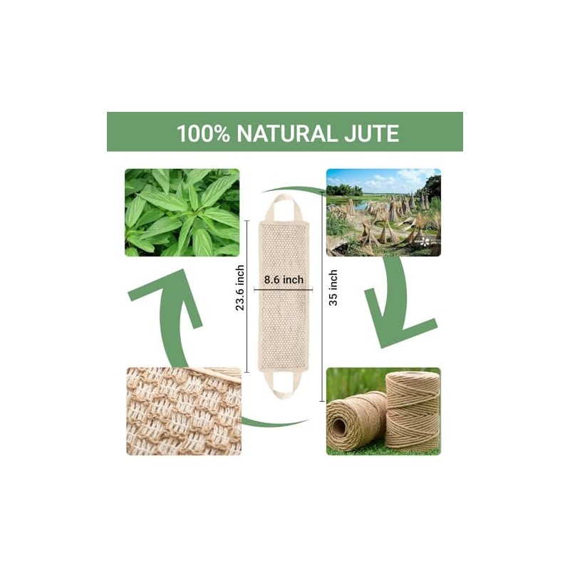Estropajo de Espalda para Ducha MARRASSA de Yute Natural y