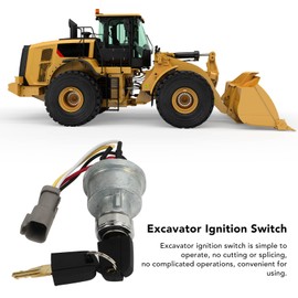 Ignition Switch with 2 Keys,Starter Ignition Switch Ignition Key Switch High Sensitivity Aluminium Alloy 110‑7887 for Caterpillar 906H 906H2 906K 906M