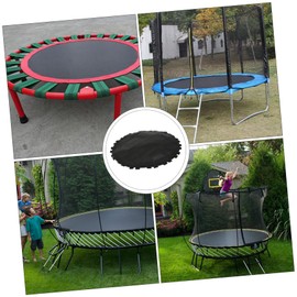WOONEKY 1Pc Black Trampoline Replacement Jumping Mat Round Frame with Ring Hooks Durable UV Resistant Cloth for Outdoor Fun Easy Installation Breathable Design for Enhanced Bounce