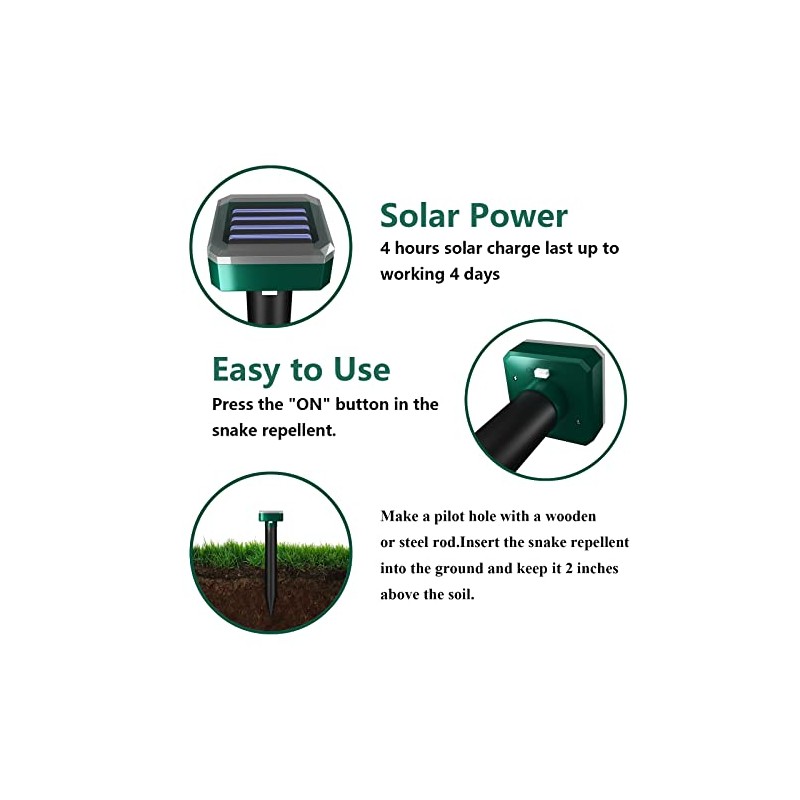 Snake Repellent for Yard & Outdoors - Solar-Powered Sonic Snake