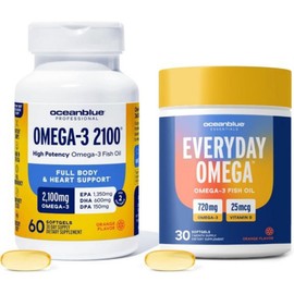 Oceanblue Omega-3 Bundle – 2100 Triple Strength 180ct + Essentials Everyday Omega Minis 60ct – Hig, Oceanblue Omega-3 Bundle – 210 / Oceanblue Omega-3 Bundle – 2100 Triple Strength 180ct + Essentials Everyday Omega Minis 60ct – Hig, Oceanblue Omega-3 Bundle – 210