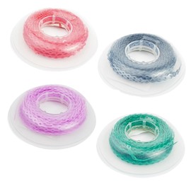 4 Pcs Dental Orthodontic Elastic Chain Power Chains Brace Orthodontic Spool Elastic Rubber Band for Teeth Braces,15ft/Roll (Red+Purple+Green+Gray, Long)