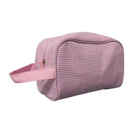 The Coral Palms® Simply Seersucker Travel Toiletry Cosmetic Bag - LIGHT PINK