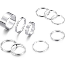 8-10 Pcs Knuckle Rings Set Stainless Steel Ring Simple Smooth Finger Stackable Rings Set for Women Plain Band Rings - Colour: SILVER-Style 2