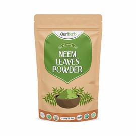 OurHerb Pure & Natural Neem Leaves powder (Azardirachta Indica powder) for Health, Skin care & Hair care with Wooden Spoon - 100g | 3.5 Oz