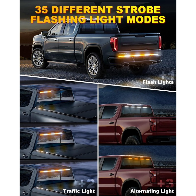 LUMENIX 49" Inch Strobe Light Strips, Back Window | Tailgate