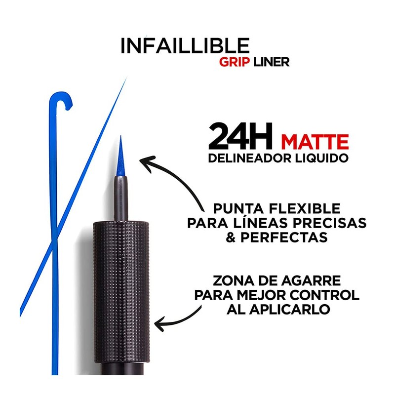 L'Oréal Paris, Delineador de Ojos, Infallible Liquid Matte, 02 Blue