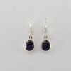 Amber America Blue Oval IOLITE Earrings 925 STERLING SILVER Leverback