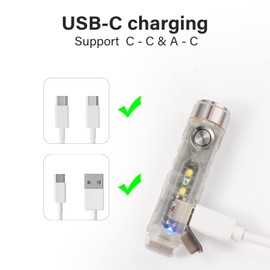 RovyVon A5 G4 Keychain Flashlight 650 Lumens 9 Modes Outdoor Mini EDC Rechargeable High Lumen Multi-Functional Flashlights, with Reading Light and Red-Light