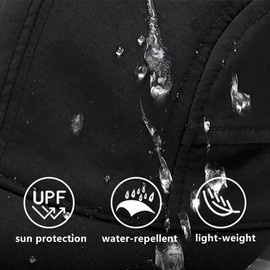 COOLSOME Quick Dry Hat 6 Panels Drawstring Unstructured Airy Breathable Daily Wear Short Brim Hat (US, Numeric, 7 1/2, 7 3/4, Black+Gray/L/Medium 8cm)