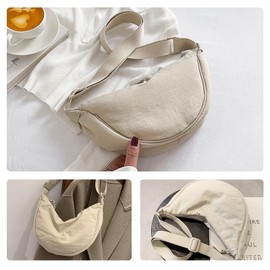APMGONT Portable Half Moon Bag, Crescent Moon Casual Crossbody Bag, Women's Half Moon Crossbody Shoulder Bag, Half Moon Casual Crossbody Bag, Daily Casual Crescent Moon Bag, beige