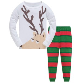 TEDD Children's Christmas Pyjamas Boys Pyjamas Long Sleeve Cotton Girls Two Piece Pyjamas Set Winter Sleepwear Size 1-12 Years, Reindeer, 5-6 Jahre