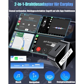 Gvilites CarPlay Wireless Adapter, Convert Wired CarPlay to Wireless Plug and Play Adapter, Wireless Compatible with 2017+ and iOS 10+