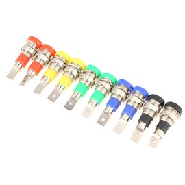 10 Pieces Banana Socket for Panel Mounting 4.0 mm Socket for Panel Installation Test Probes Red Green Yellow Blue Black Brass