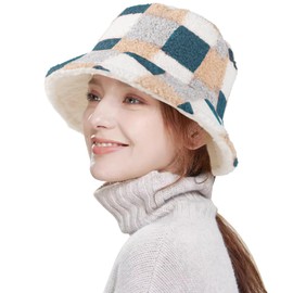 HH HOFNEN Winter Bucket Hat Fluffy Faux Fur Fisherman Plush Warm Hats Cute Fuzzy Bucket Hat for Women