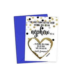 Will You Be My Junior Groomsman Scratch Off Card for Nephew, Bridal party Proposal card for Nephew from Aunt and Uncle, Bride and Groom (Nephew Jr. Groomsman)