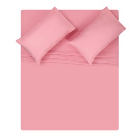 MALLONI HOME Queen Sheet Set - Double Brushed Microfiber Bedding Set Queen, 4 Piece Deep Pocket Queen Sheet - Ultra Soft, Easy-Fit, Wrinkle Free, Quick Dry, Easy Care Queen Sheets - Rose