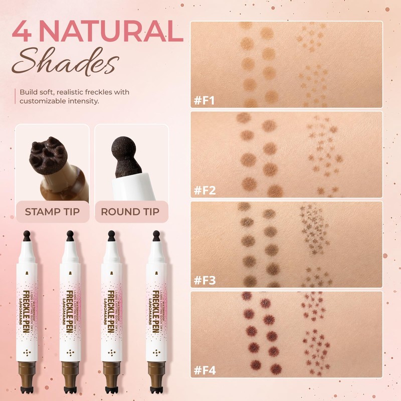 2 Pcs Dual-Ended Freckle Stamp Pen,Sponge Stamp & Precision Tip,02+02