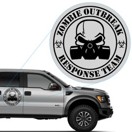 Yoonek Graphics Zombie Outbreak Response Team Featuring a Gas Mask Decal Sticker for Car Window, Laptop and More. #819 (10" x 10", Black)