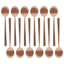 Argon Tableware Stainless Steel Teaspoons - 14.5cm - Copper - 12x Tea Spoons High Polished Metal Spoons 12-Piece Tea Coffee Sugar Spoon Cutlery Set