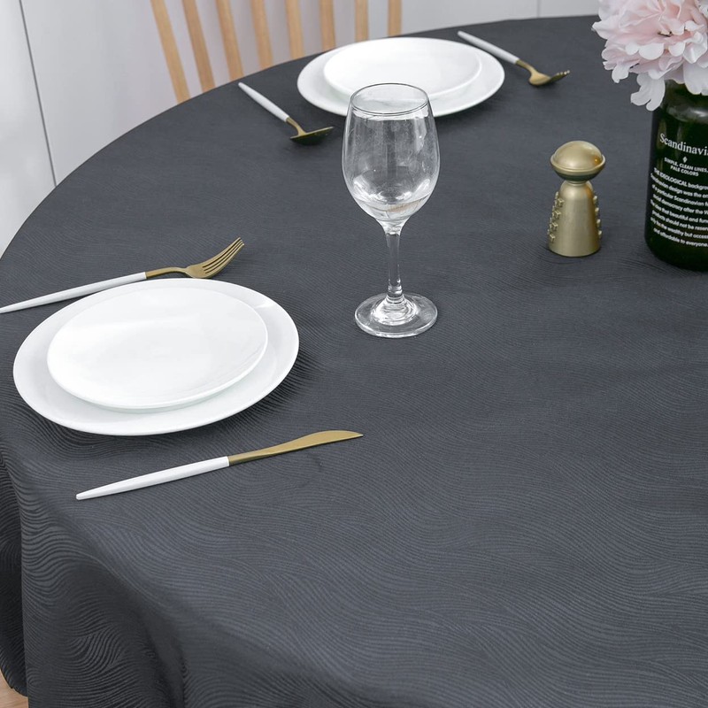 SPRICA Round Jacquard Tablecloth Water Resistance Solid Colour Heavy Weight