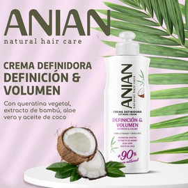ANIAN Defining Curl Cream for Definition and Volume 250ml for Curly and Wavy Hair Shapes and Shapes Your Curls with Vegetable Keratin, Aloe Vera and Coconut Oil