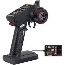 HOTRC CT-6A RC Transmitter and Receiver 6 Channel 2.4ghz Hand Controlled RC Car Boat Tanks Remote Controller (CT-6A)