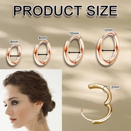Xyvona 4 Pairs Titanium Steel Earrings, Hypoallergenic & Lightweight Cartilage Friendly Studs for Sensitive Ears, 6mm/8mm/10mm/12mm Gold Sizes