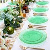 Rubtlamp 100 Pcs Clear Green Plastic Plates, Gold Hammered Plastic
