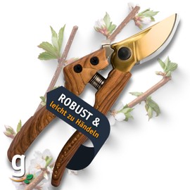 Gardazon Garden Shears with Japanese Bypass Steel Blade (Diameter 25 mm) Imitation Wood - Lopper Ideal for Flowers and Shrubs, Rose Scissors with Non-Slip Handle, Oiled Edge, Fits Small Hands