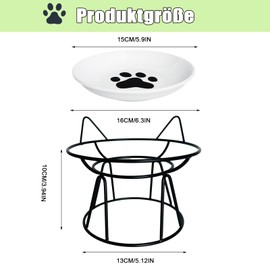 Virtue Yun 2 Stück Katzennapf Erhöht, Katzennäpfe, Fressnapf Katze Erhöht mit Metallständer, Tierfutter-Futterstation, Keramik Katzengeschirr, Nackenschutz