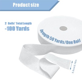 Eunika 2 Rolls Jelly Roll Batting Strip 2 1/4 Inch Total 100 Yards Cotton Blend Batting on a Roll, Flexible Quilt Batting for Jelly Roll Rugs, Batting Strips, Braided Rug,Throw Rugs