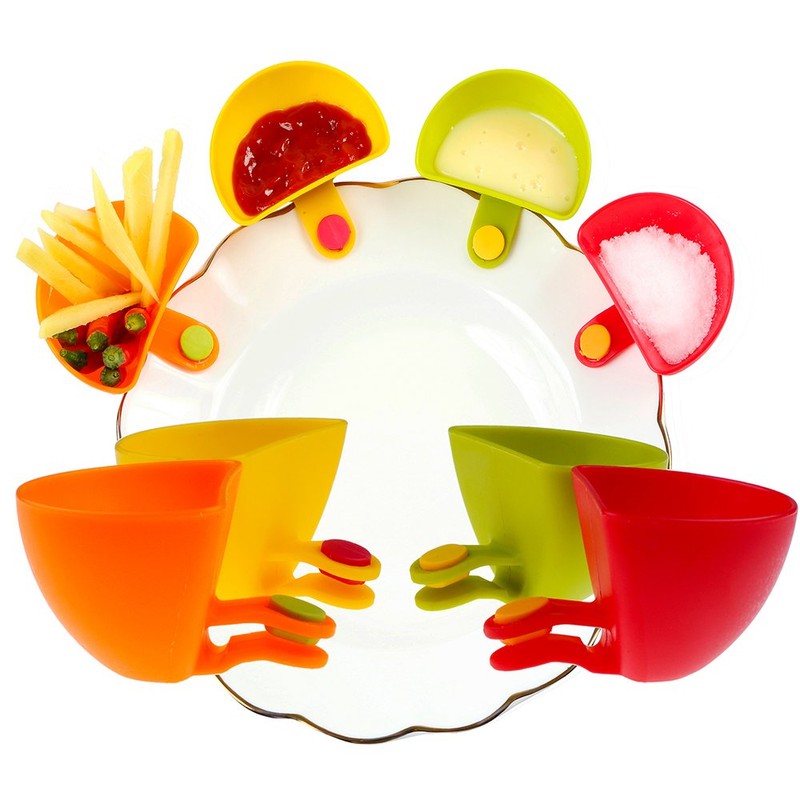 Dip Clip Bowl Holder(Set of 4), Luck Love Colorful Table